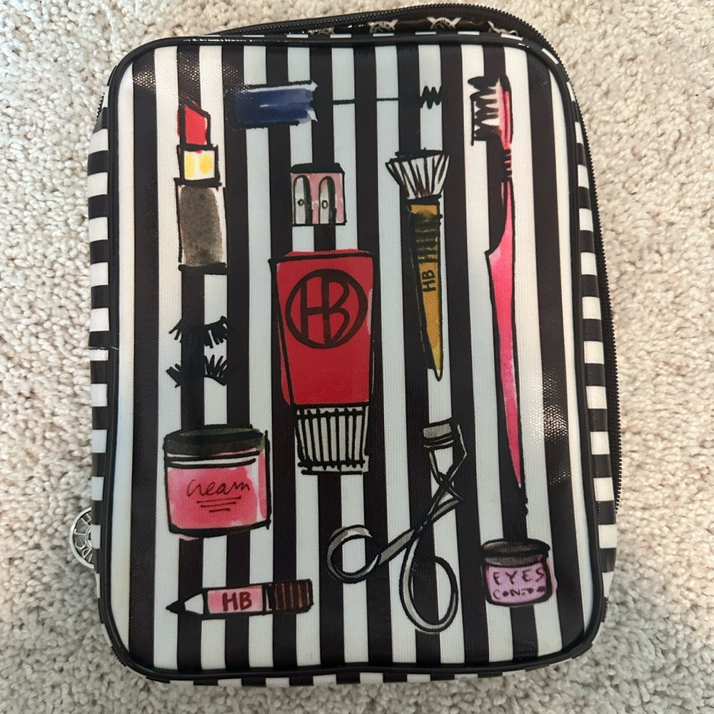 Henri Bendel Black and White Striped Travel Bag